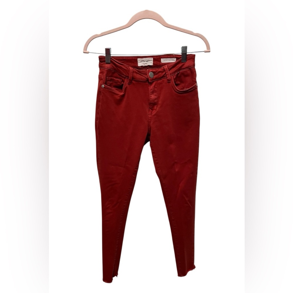 Lola Jeans Mid-Rise Skinny Jeans in Red Orange Size 26